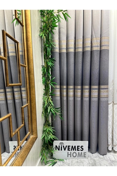 NİVEMESHOME Nivemeshome Samandağ Ft614286 V_5403 Gray 1/3 Frequently Pleated Background Curtain Apm