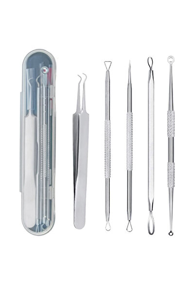 MUJGAN Paslanmaz Çelik Siyah Nokta Temizleyici 5'li Komedon Seti