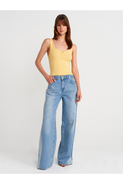 Dilvin 21158 Düğmeli Askılı Top-Sarı