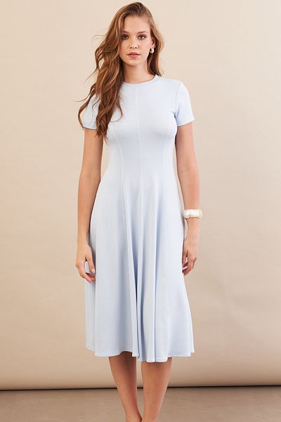 Cool & Sexy Γυναικείο Baby Blue Midi Φόρεμα DMR461