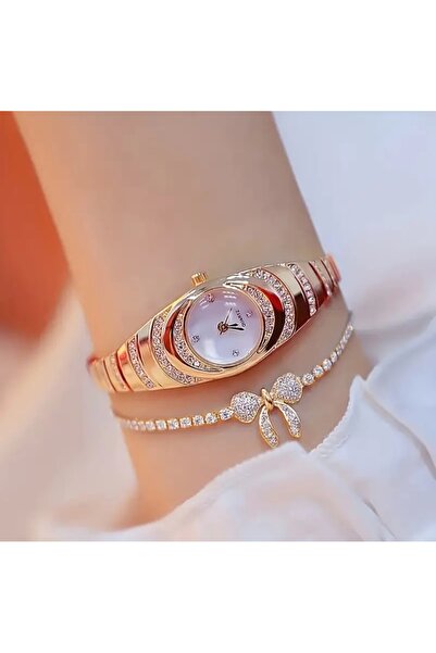 stainless steell VİP parlak kuvars saat kelebek model bileklik set