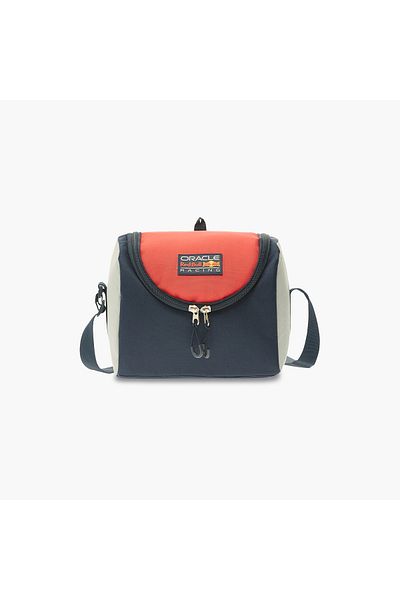 Red Bull Logo Applique Insulated Lunch Bag with Zip Closure and Adjustable Strap