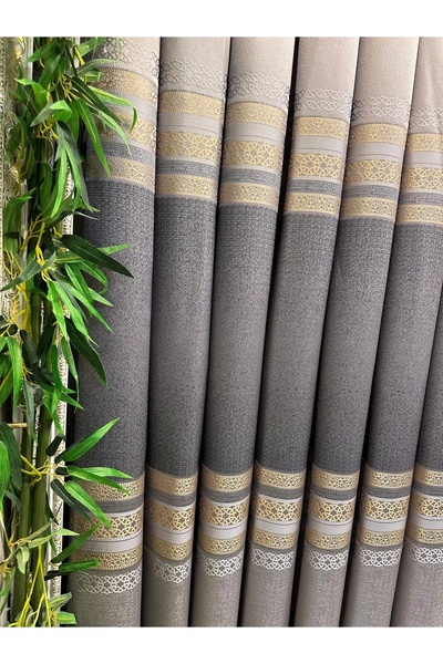 NİVEMESHOME Nivemeshome Samandağ Ft614286 V_5403 Gray 1/3 Frequently Pleated Background Curtain Apm