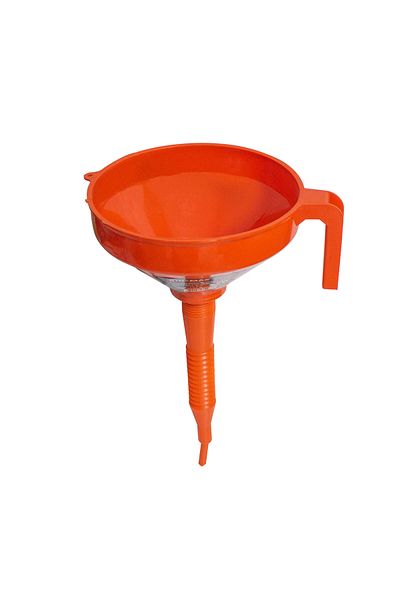 COBI SMART® Orange plastic funnel, 220 mm, flexible hose 300 mm with strainer, for water and automotive fluids
