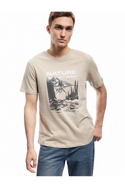 Koton Crew Neck Cotton Short Sleeve Regular Fit Printed T-Shirt