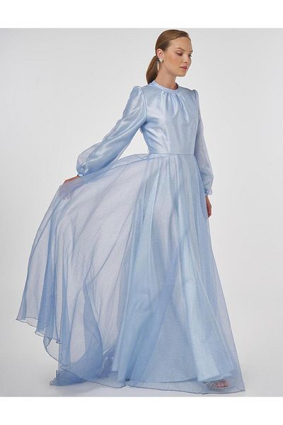 Kayra Βραδινό φόρεμα με τούλι με γκλίτερ Airman Blue