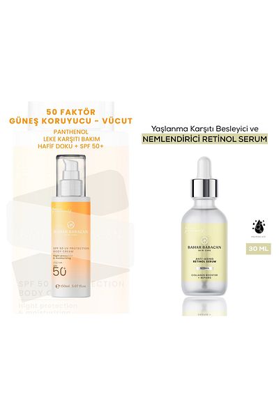Bahar Babacan Anti-Blemish 50Spf+ Body Sunscreen 150ml+ Anti-Aging Retinol Serum 30ml Gift