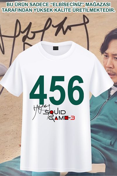 VİZYON İKRA Squid Game 456 Seong Gi-Hun Original Signed Unisex T-Shirt/T-Shirt - All Age Groups