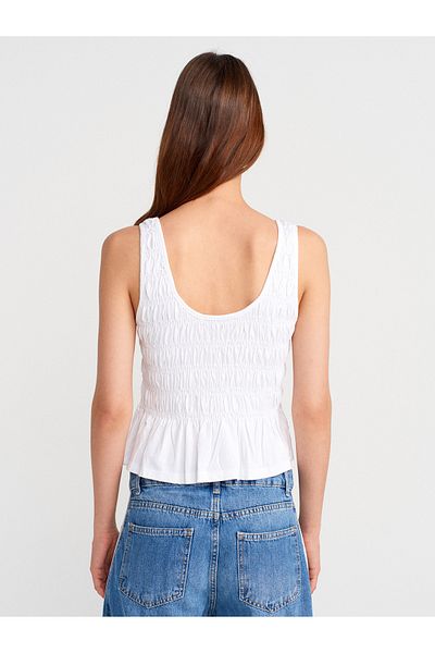 Dilvin 21083 Gipeli Sleeveless Top-White