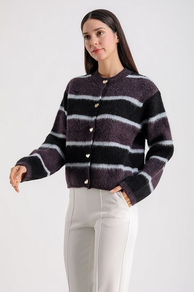 Barbara Baileys Buttoned Striped Women's Cardigan