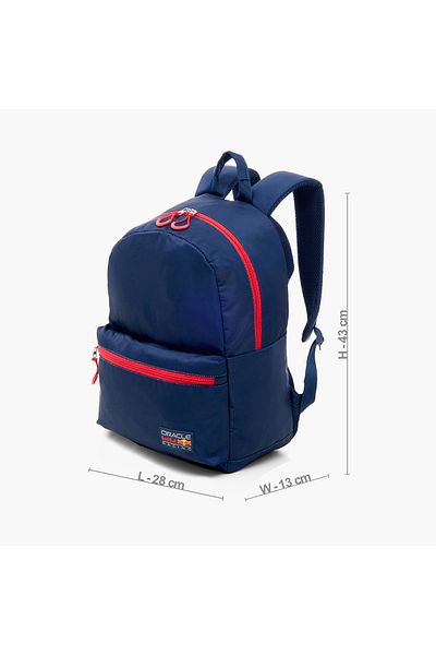 Red Bull Logo Applique Backpack with Zip Closure and Adjustable Shoulder Straps - 17 inches