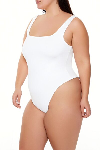 Forever 21 Plus Size Kare Yaka Bodysuit
