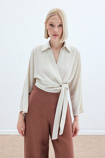 Sateen Bluză din in - Bej