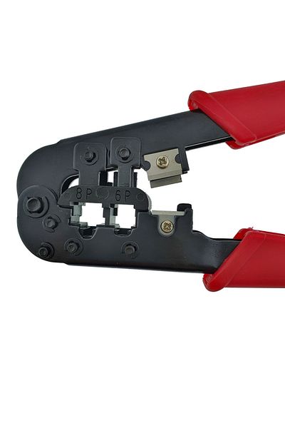 OEM Crimping pliers, universal plug, HT-568, for RJ45, RJ12, RJ11 plugs, red with black