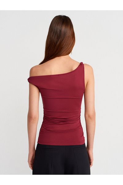 Dilvin 21140 Twisted Strap Top-Light Claret Red