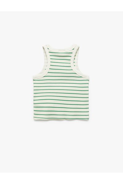 Koton Cotton Crew Neck Camisole Striped Crop Undershirt