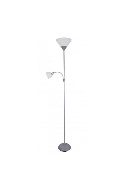 Platinet Platinet PFLF066GR floor lamp, E27 and E14, 180cm, metal and plastic, gray with white