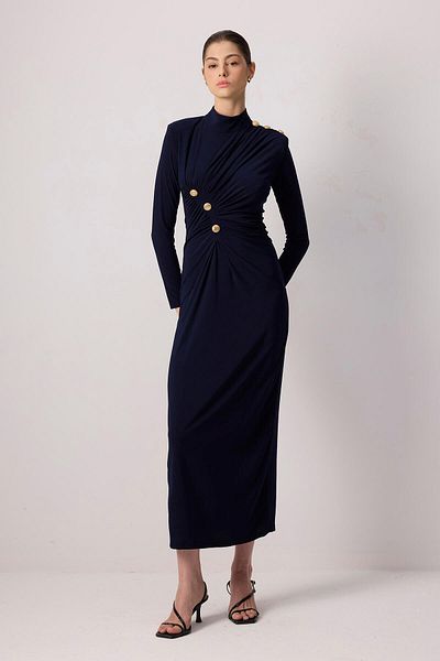 Touché Privé Draped Button Detail Dress