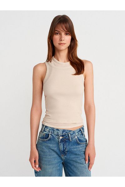 Dilvin 31853 Double Look Top-Beige