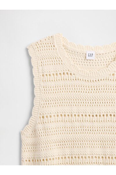 GAP Kadın Beyaz Kolsuz Karışık Dikişli Kazak Atlet