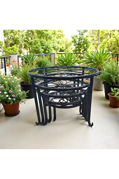 Saharaz حامل نباتات مزخرف مكون من 5 قطع، مصنوع من مادة معدنية، مطلي بطلاء مقا...