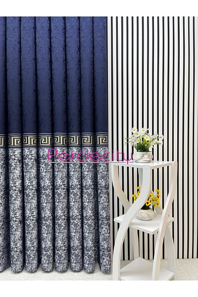 PERDECITY Poseidon Navy Blue Gray Panel Backdrop Curtain 1X3 Frequently Pleated [Single Wing] Suitable for Any Room, No Ironing Required