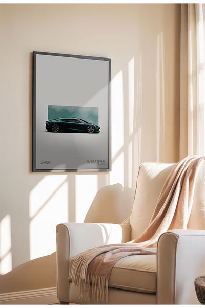 21mxm Poster minimalist cu supermașină, tablouri pe pânză fără ramă, Colecția White Design 2025