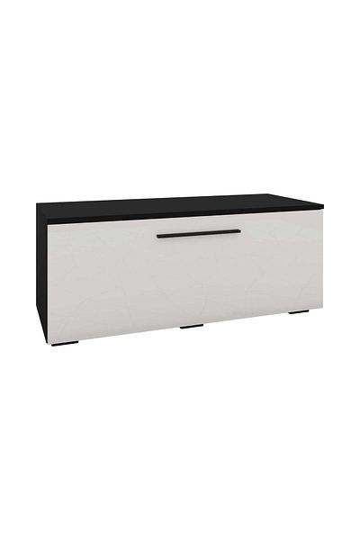 haaus.ro Kos Chest of Drawers, One Door, Black/Glossy White, MDF, 95 x 40 x 39 cm