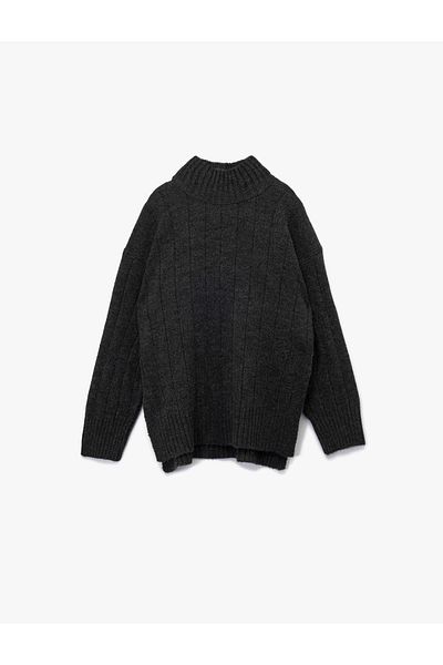 Koton Long Sleeve Stand Collar Oversize Sweater