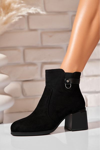 Joana Women's Black Fur-lined Ankle Boots Made of Eco-Suede Leather Adalina2