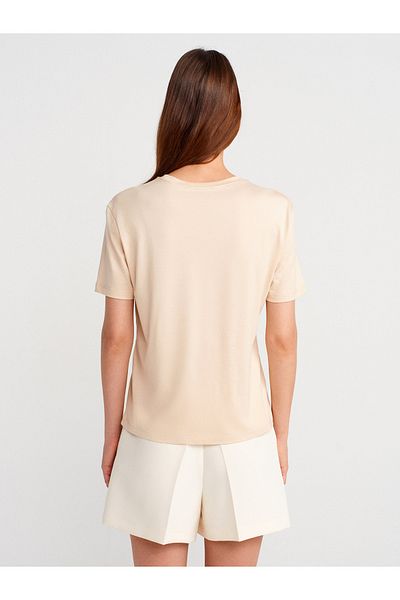 Dilvin 31791 Crew Neck T-Shirt-Stone