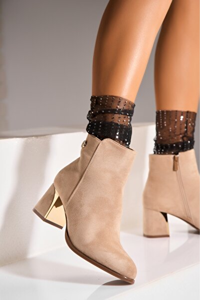 Joana Γυναικεία χακί μποτάκια με επένδυση από γούνα από τεχνητό σουέτ Kathrine