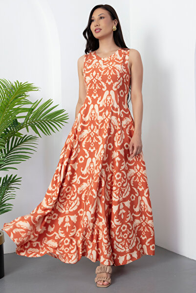 PULLIMM Rochie midi din viscoză cu decolteu rotund YZC25Y227