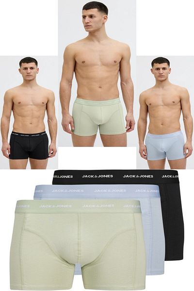 Jack & Jones J&J Tom Bamboo Boxer Trunks 3 Pack Μαύρο Μπλε Πράσινο