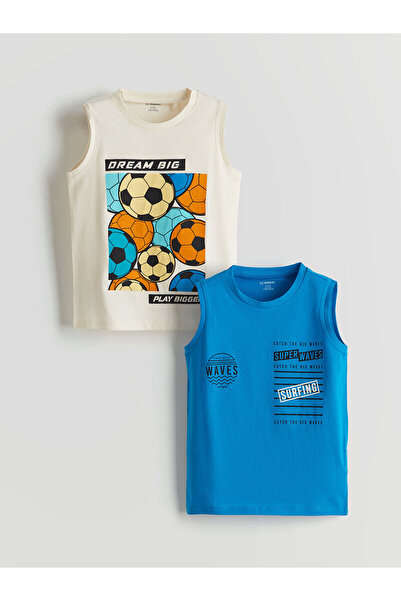 LC Waikiki New Season Crew Neck Printed Boys Undershirt 2-Piece - S5H789Z1