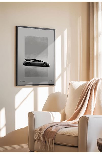 21mxm Minimalist Supercar Poster, Frameless Canvas Wall Art, White Design Collection 2025