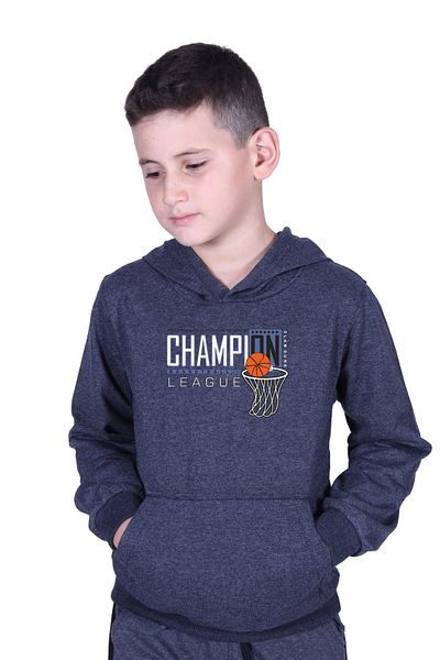 FYK KİDS Суитшърт за момче с качулка и джоб с кенгуру