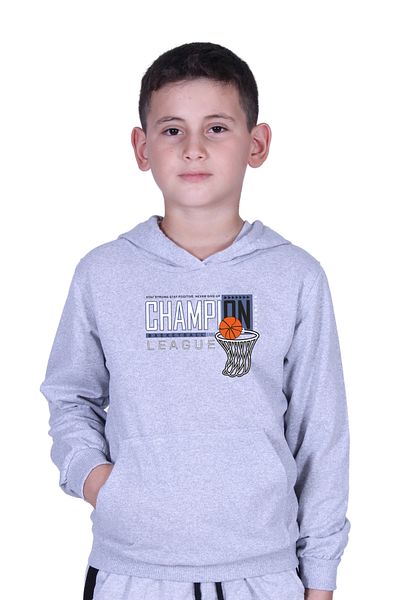 FYK KİDS Суитшърт за момче с качулка и джоб с кенгуру