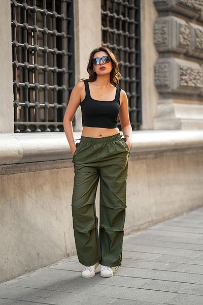 winmoda PANTALONI LARGI - PĂRĂLĂ LARGĂ ȘI PĂRĂLĂ UTILIZABILE CU ELASTIC - MODEL DE ACOPERIRE BURUJĂ