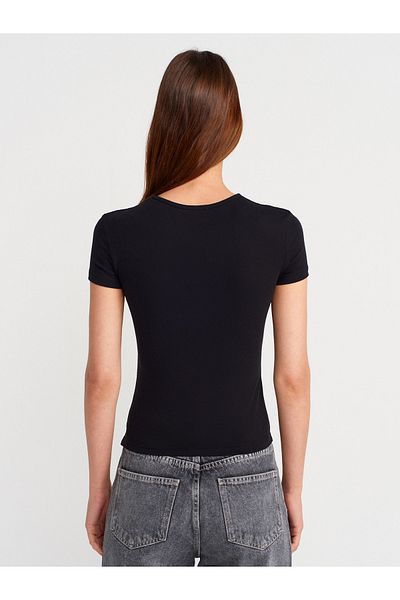 Dilvin 31906 Body Fitting Short Sleeve T-Shirt-Black