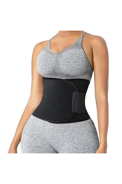 GYMEX Centura de slabit din neopren Lite, Marime Universala, Talie 60-140 cm, Neagra