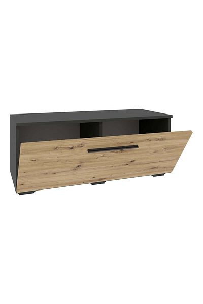 haaus.ro Kos Chest of Drawers, One Door, Anthracite/Artisan Oak, 95 x 40 x 39 cm