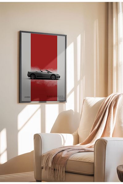 21mxm Minimalist Supercar Poster, Frameless Canvas Wall Art, White Design Collection 2025