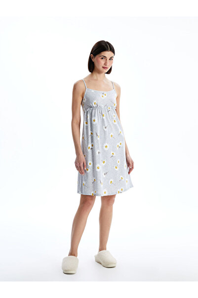 LC Waikiki Peak New Season U-Neck Floral Strap Women's Nightgown