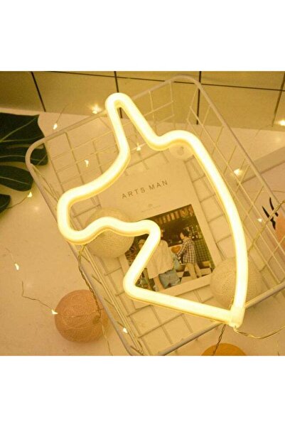 Raffine ضوء ليلي LED نيون يونيكورن أبيض دافئ 25 × 2 × 23 سم