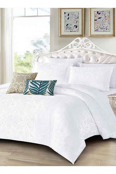 Master Home Textile Chenille Polyester Jacquard Comforter Sets, 9Pcs King Size, Fits 200x200 cm Bed, Removable Filling