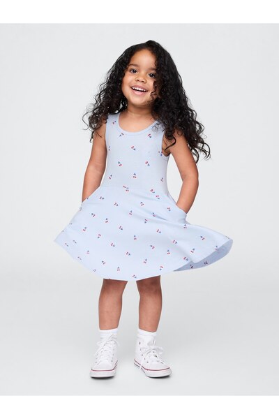 GAP Kız Bebek Açık Mavi Mix & Match Twirl Kolsuz Elbise