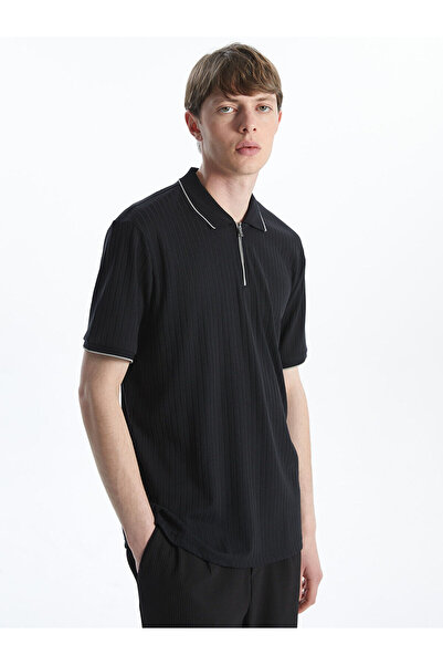 LC Waikiki Nevavm Polo Collar Men's Textured T-Shirt