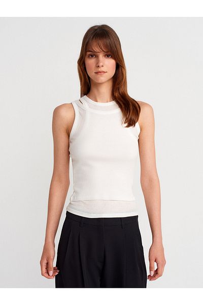 Dilvin 31853 Double Look Top-Ecru