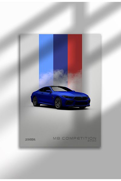 21mxm Minimalist Supercar Poster, Frameless Canvas Wall Art, White Design Collection 2025